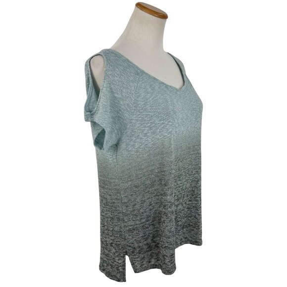 Juicy Couture Blue & Silver Metallic Ombre Cold Shoulder Knit Top Glam Croquette - Picture 4 of 13